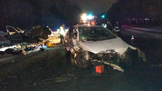 Пять человек погибли и один пострадал в результате лобового столкновения легковых автомобилей в Свердловской области