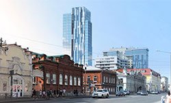 В центр Екатеринбурга втиснут новый небоскреб