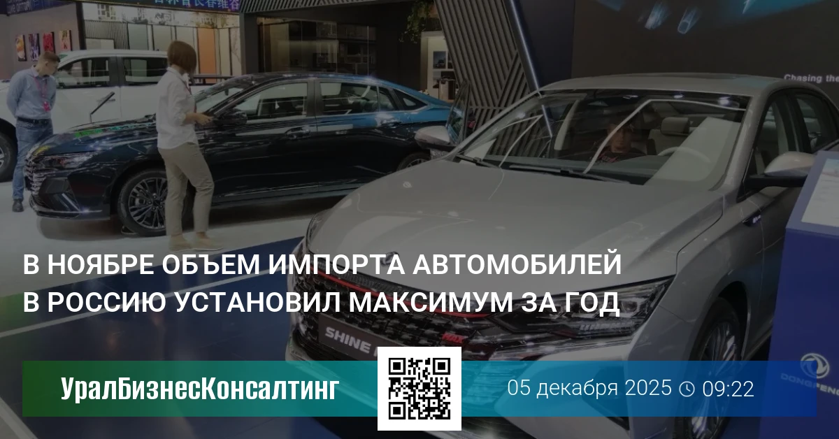 В ноябре объем импорта автомобилей в Россию установил максимум за год