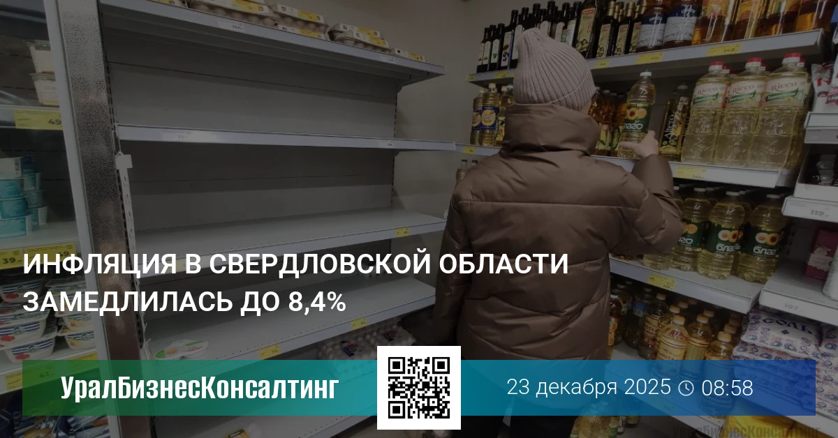 Инфляция в Свердловской области замедлилась до 8,4%