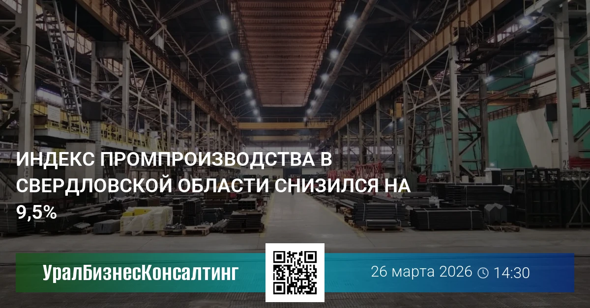 Индекс промпроизводства в Свердловской области снизился на 9,5%