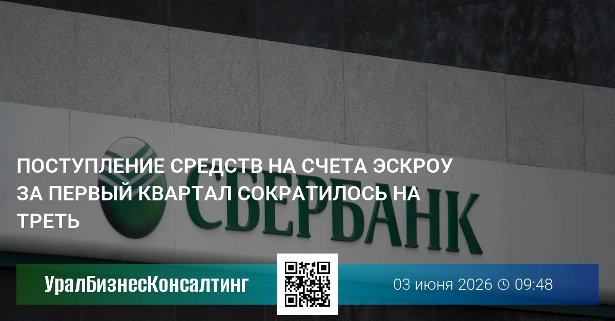Поступление средств на счета эскроу за первый квартал сократилось на треть