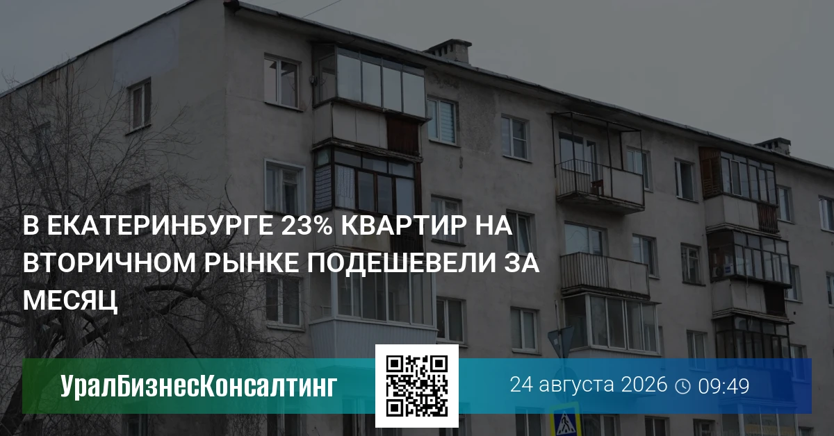 В Екатеринбурге 23% квартир на вторичном рынке подешевели за месяц