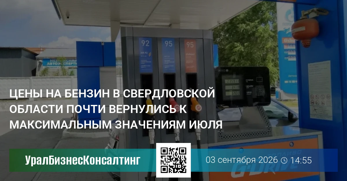 Цены на бензин в Свердловской области почти вернулись к максимальным значениям июля