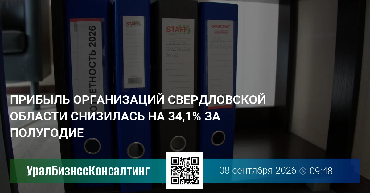 Прибыль организаций Свердловской области снизилась на 34,1% за полугодие