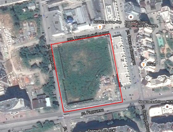 Фрагмент карты GoogleMaps