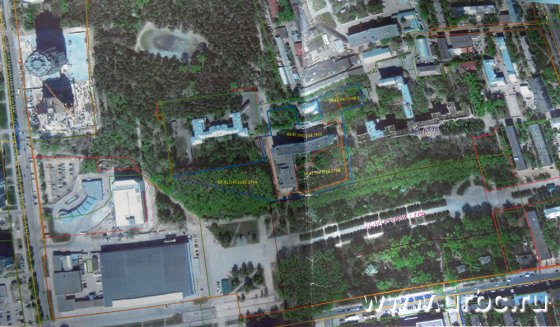 Схема распределения участков парка между городом и областью Схема распределения участков парка между городом и областью