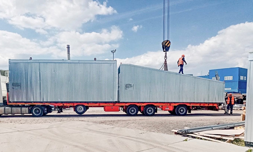 Перевозка деревянных бытовок длинномером